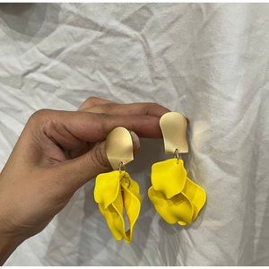 Yellow earrings flower earrings yellow petal earrings , acrylic yellow rose